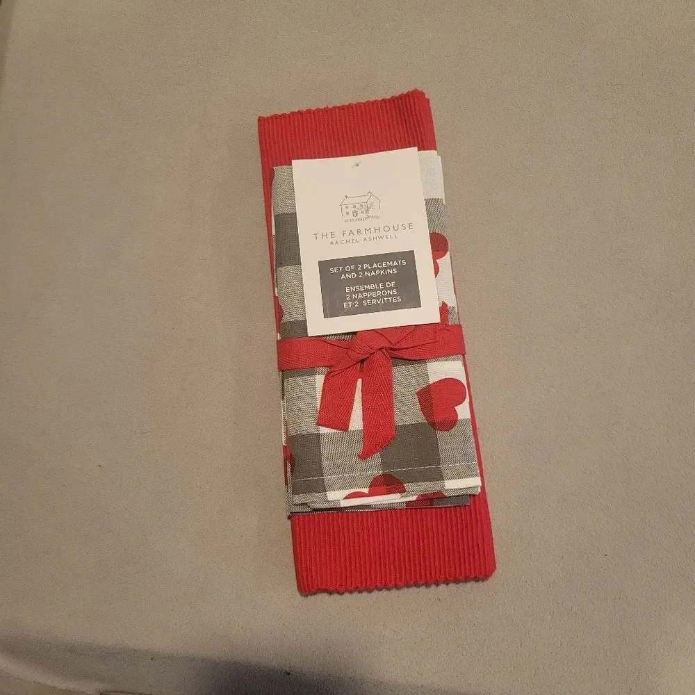 The Farmhouse Red and Gray Placemats Set valentine's day